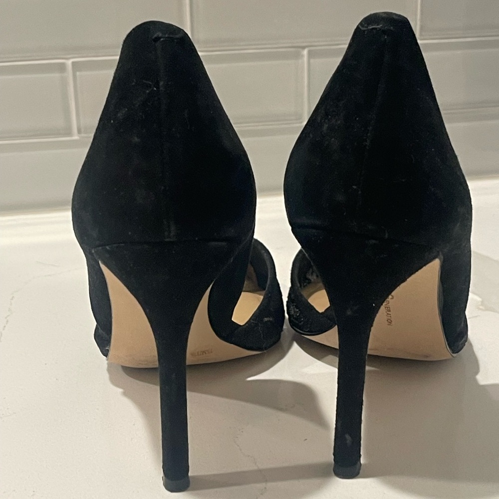 Classy Black Suede/Lace Heels - Picture 3 of 5